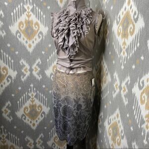 Ralph Lauren Bleeker Gray Multi Seed Bead Floral Motif Pencil Skirt